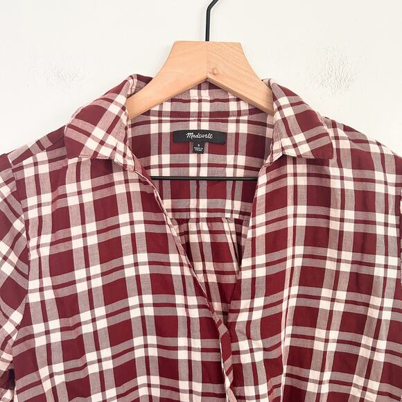 Madewell Arion Plaid Long Sleeve Top Red Size S - Picture 3 of 10